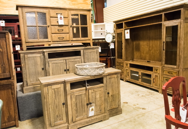  If it's colorful, funky farmhouse styles you're after, we have plenty of reclaimed wood and one of a kind rustic TV stands to choose from. Atlanta-area homeowners know that they can always turn to Woodstock Furniture & Mattress Outlet. 