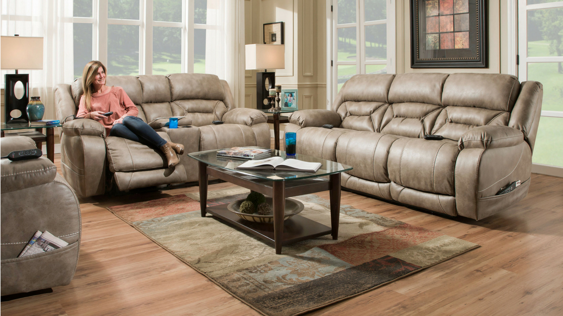 HomeStretch: Badlands Power Reclining Sofa and Power Reclining Console Loveseat