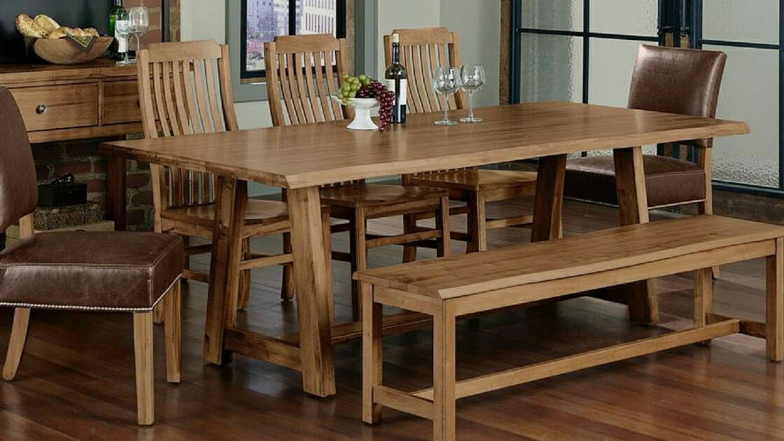 Photo of Simply Trestle Table with 4 Chairs - Natural Maple, an example of Solid Wood Furniture