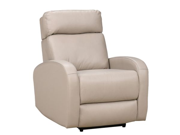 Levi Bentley Dove Power Leather Recliner w/ Power Adjustable Headrest ...