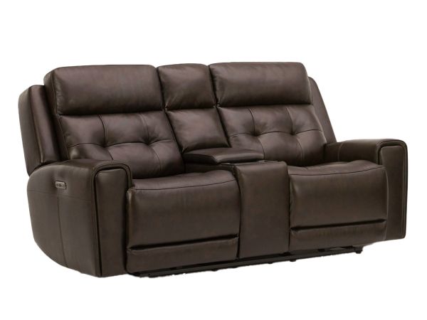 Carrington Dark Brown Leather Zero Gravity Power Reclining Console ...