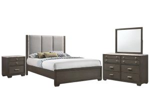 55067 4 Piece Queen Bedroom Set w/Upholstered Bed, Nightstand, Dresser & Mirror