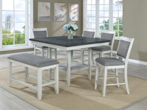 Fulton Chalk White 6 Piece Counter Height Dining Set