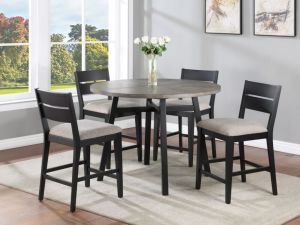 Mathis Light Gray/Black 5 Piece Round Counter Height Dining Set 