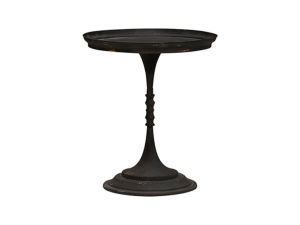 Spencer Rustic Black 24" Round Metal Side Table 