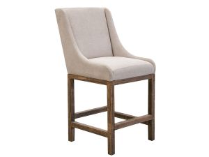 Ivory Upholstered Counter Stool w/Wood Legs