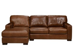 Splendor Chestnut Leather 2 Piece Left Chaise Sectional