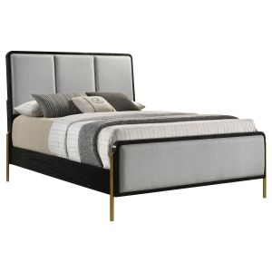 Arini Black &amp; Grey Upholstered Bed