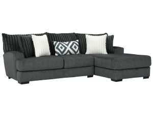 Tweed Gunmetal 2 Piece Right Arm Chaise Sectional 