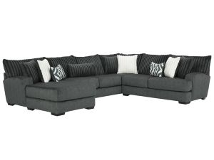 Tweed Gunmetal 3 Piece Left Arm Chaise Sectional