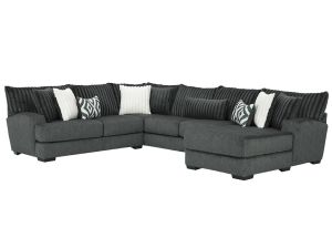 Tweed Gunmetal 3 Piece Right Arm Chaise Sectional