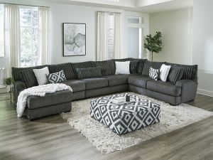 Tweed Gunmetal 4 Piece Left Arm Chaise Sectional