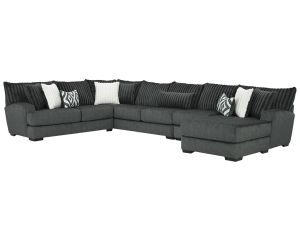 Tweed Gunmetal 4 Piece Right Arm Chaise Sectional