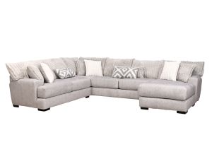 Tweed Silver 3 Piece RAF Chaise Sectional