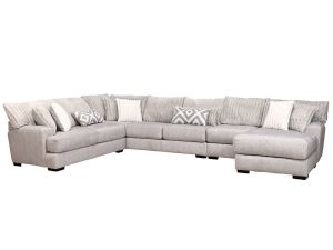 Tweed Silver 4 Piece Right Chaise Sectional