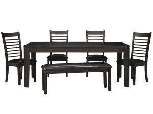 Ally 6 Piece Dining Set w/ Table, 4 Chairs & Bench