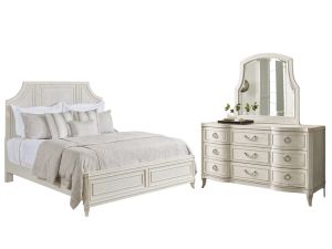 Harmony Angeline Eggshell White 3 Piece Panel Bedroom Set with Dresser and Mirror