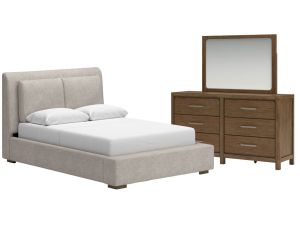 Cabalynn Light Brown 3 Piece Upholstered Bedroom Set 