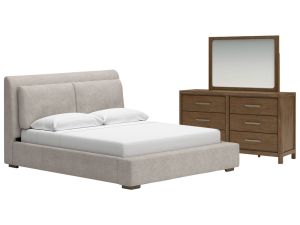 Cabalynn Light Brown 3 Piece Upholstered Bedroom Set 