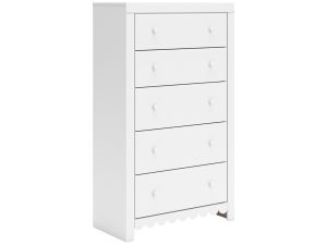 Mollviney White 5 Drawer Chest