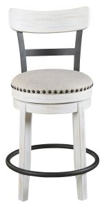 Valebeck White Counter Height Swivel Stool 