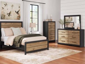 Vertani Black/Honey Brown 3 Piece Full Panel Bedroom Set