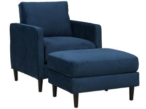 Bea Indigo Accent Chair & Ottoman Set