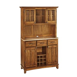 Hampton Cottage Oak Buffet w/Natural Wood Top & Hutch