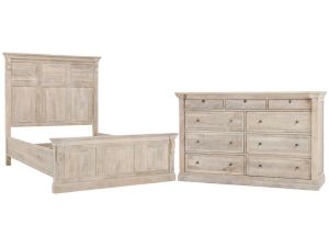 Adelaide Natural White 2 Piece Panel Bedroom Set w/ Dresser