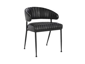 Umbria Jet Black Leather Dining Chair