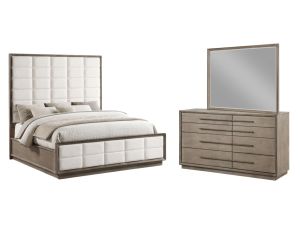 Durango Washed Oak 3 Piece Upholstered Panel Bedroom Set