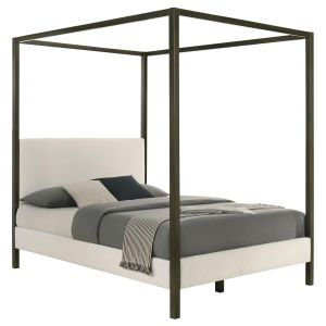 Monroe Vanilla Upholstered Canopy Bed