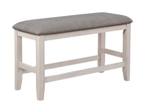 Fulton White & Light Grey Counter Height Cushioned Bench