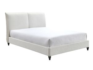 Jenn White Bouclé Upholstered Platform Bed