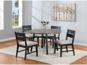 Mathis Light Grey/Black 5 Piece Round Dining Set