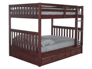 Merlot Full over Full Bunk Bed w/ Underbed Storage & 6" Foam Mattresses