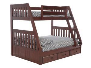 Merlot Twin over Full Bunk Bed w/Underbed Storage & 8" Mattresses