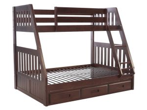 Merlot Twin over Full Bunk Bed w/ 3 Drawer Underbed Storage