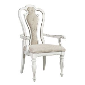 Magnolia Manor White Splat Back Upholstered Arm Chair