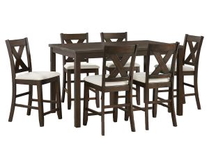 Alvin Espresso 7 Piece Counter Height Dining Set