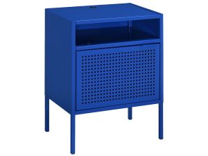 Ember Blue Metal Nightstand w/USB Port