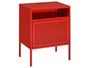 Ember Red Metal Nightstand w/USB Port