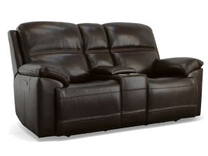 Jackson Chocolate Leather Zero Gravity Power Reclining Console Loveseat w/Power Headrests