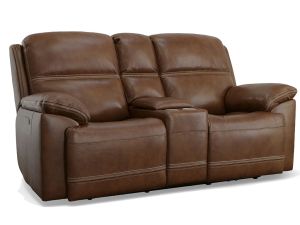 Jackson Whiskey Leather Zero Gravity Power Reclining Console Loveseat w/Power Headrests