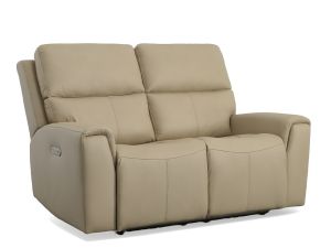 Jarvis Parchment Leather Zero Gravity Power Reclining Loveseat w/Power Headrests