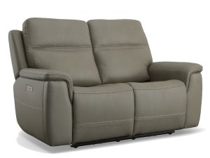 Sawyer Greige Leather Zero Gravity Power Reclining Loveseat w/Power Lumbar & Headrests