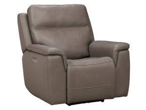 Sawyer Greige Leather Zero Gravity Power Recliner w/Power Headrest & Lumbar