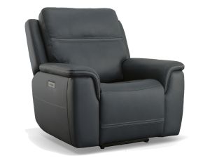 Sawyer Slate Blue Leather Zero Gravity Power Recliner w/Power Headrest & Lumbar