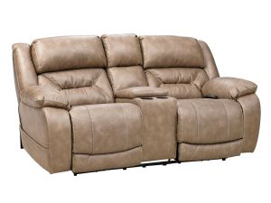 Enterprise Mushroom Power Reclining Console Loveseat w/Power Headrests & Power Lumbar