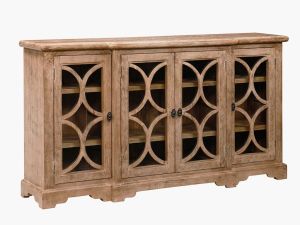 San Rafael 75" Antique Oak Glass Door Cabinet 